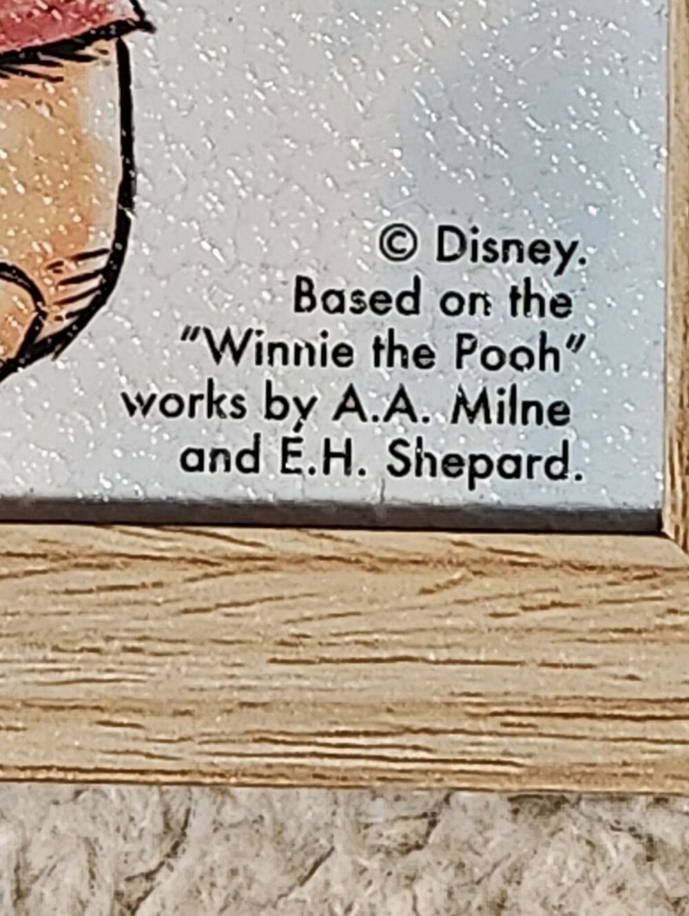 Winnie the Pooh 6x6 Framed Wood Wall Sign Plaque Disney 2023 Baby Nursery - Picture 3 of 5